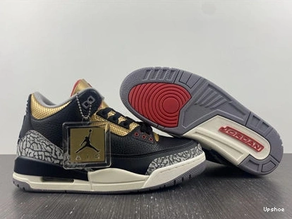 Cement Jordan SoftTouch Retro 3 3832 Black CK9246- Gold 1029
